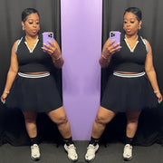 The “US OPEN” Tennis Skirt Set (Black/White)