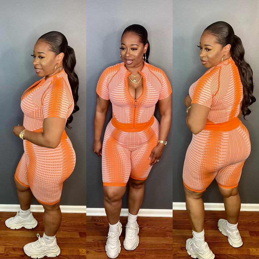 The "KEEP IT SIMPLE" Shorts Set (Orange/White)