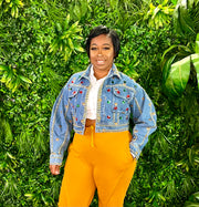 The BEAR WITH ME JEWELED Jean Jacket (Med. Wash)