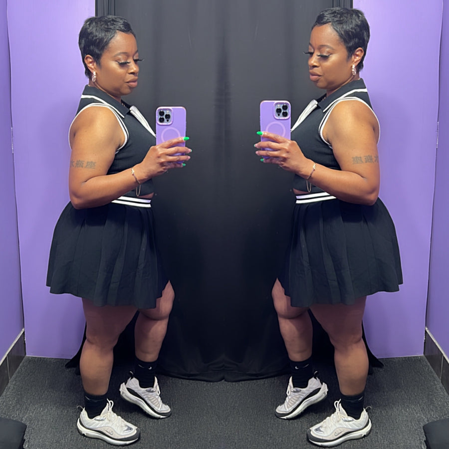 The “US OPEN” Tennis Skirt Set (Black/White)