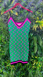 The HALF MOON Mini Dress (Green/Pink/Black)