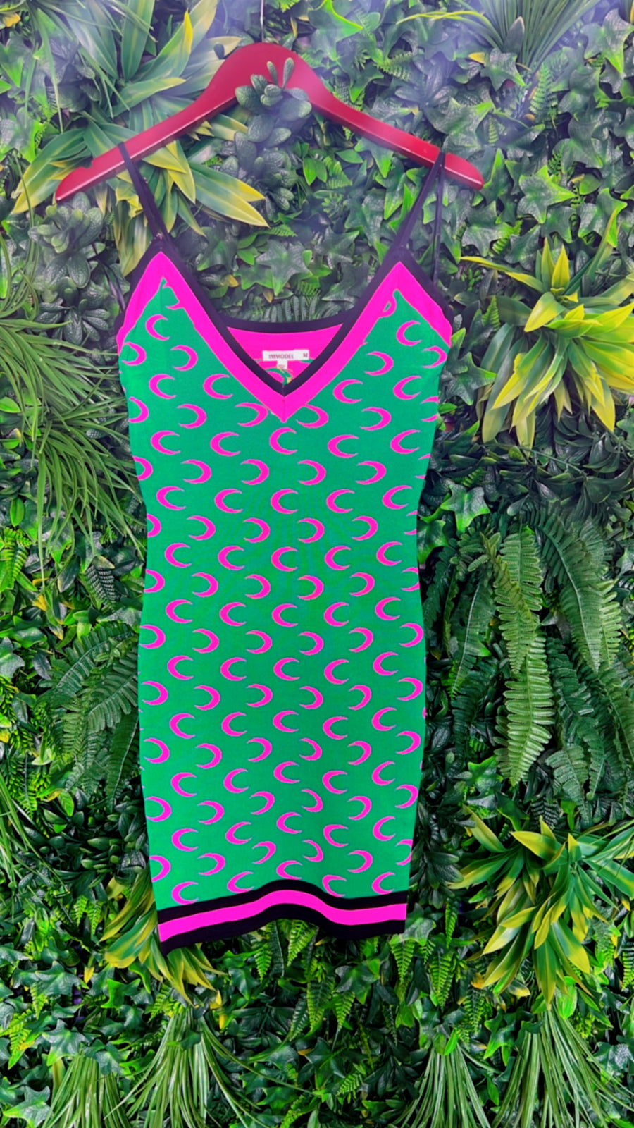 The HALF MOON Mini Dress (Green/Pink/Black)