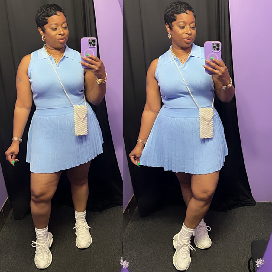 The “Serena” Tennis Skirt Set (Blue)