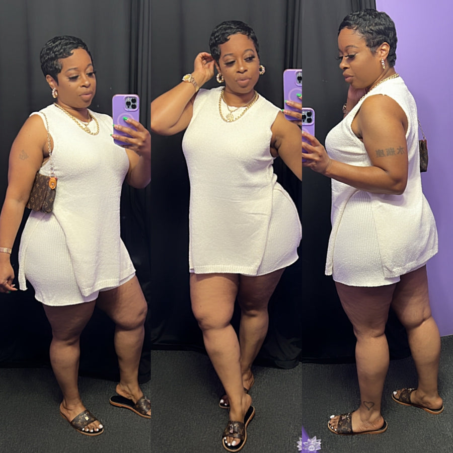 The “Cozy & Comfy Chic” Shorts Set - Cream (Stretchy)
