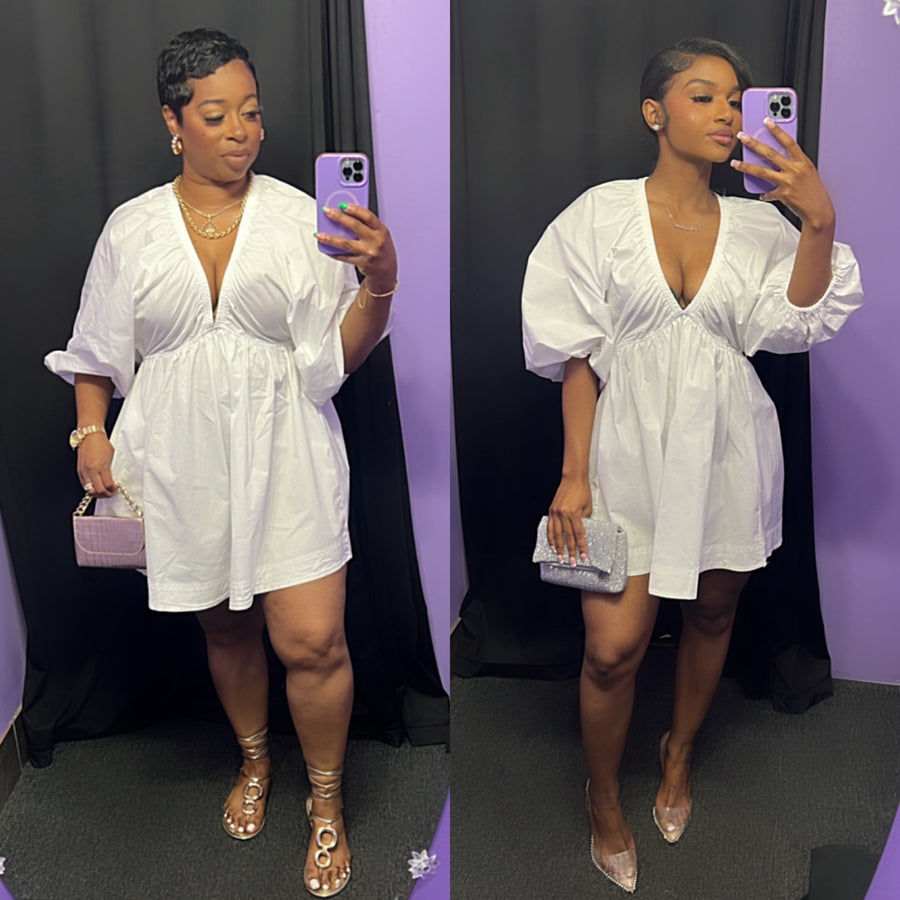 The “Angel” Poplin Dress (White)