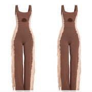 The Farah Fringe Jumpsuit (Brown/Taupe)