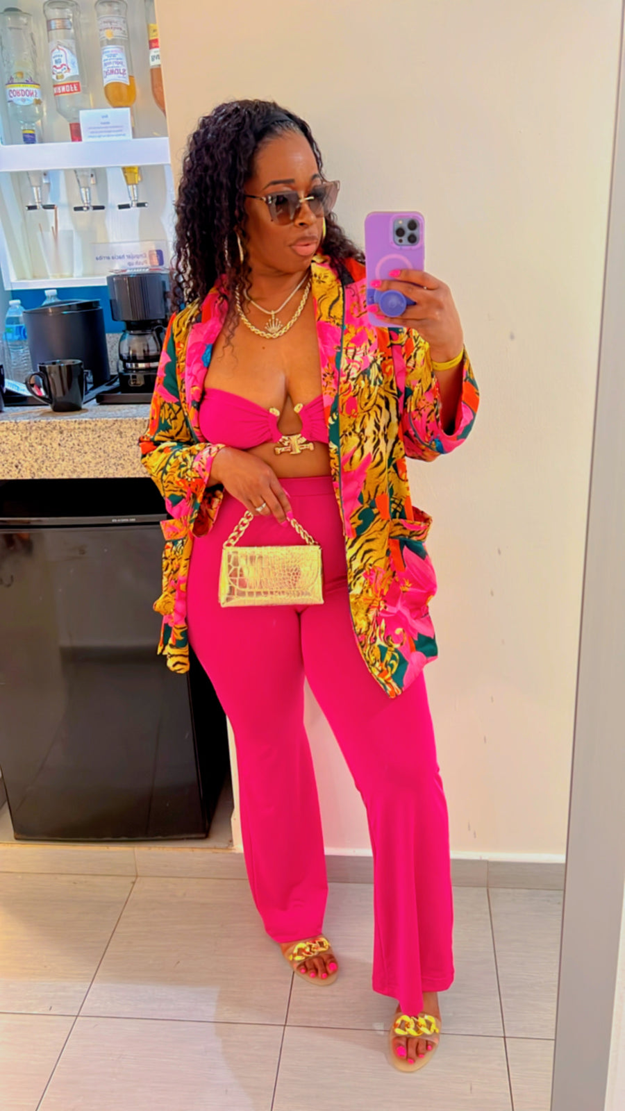 The “MICATO” Kimono Blazer (Pink/Multi)