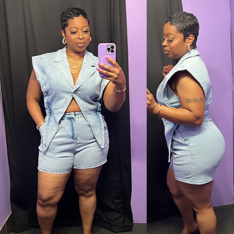 The Fly Girl Denim Romper (Lt. Denim)