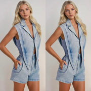 The Fly Girl Denim Romper (Lt. Denim)