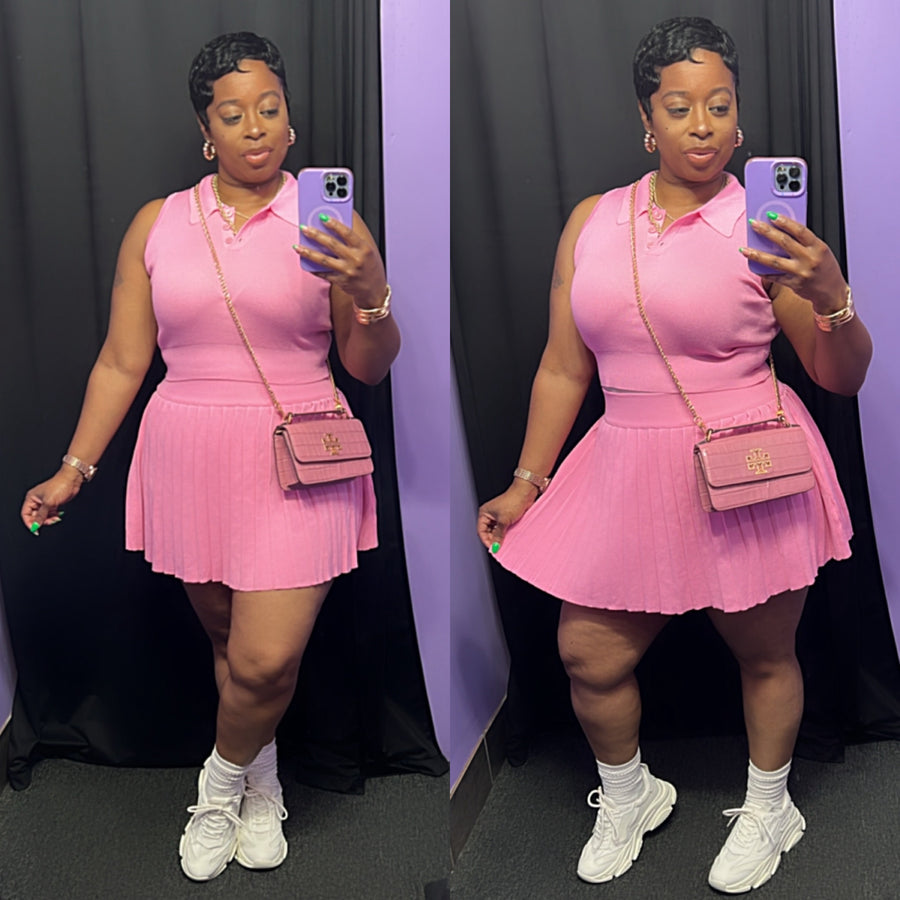 The “Serena” Tennis Skirt Set (Pink)