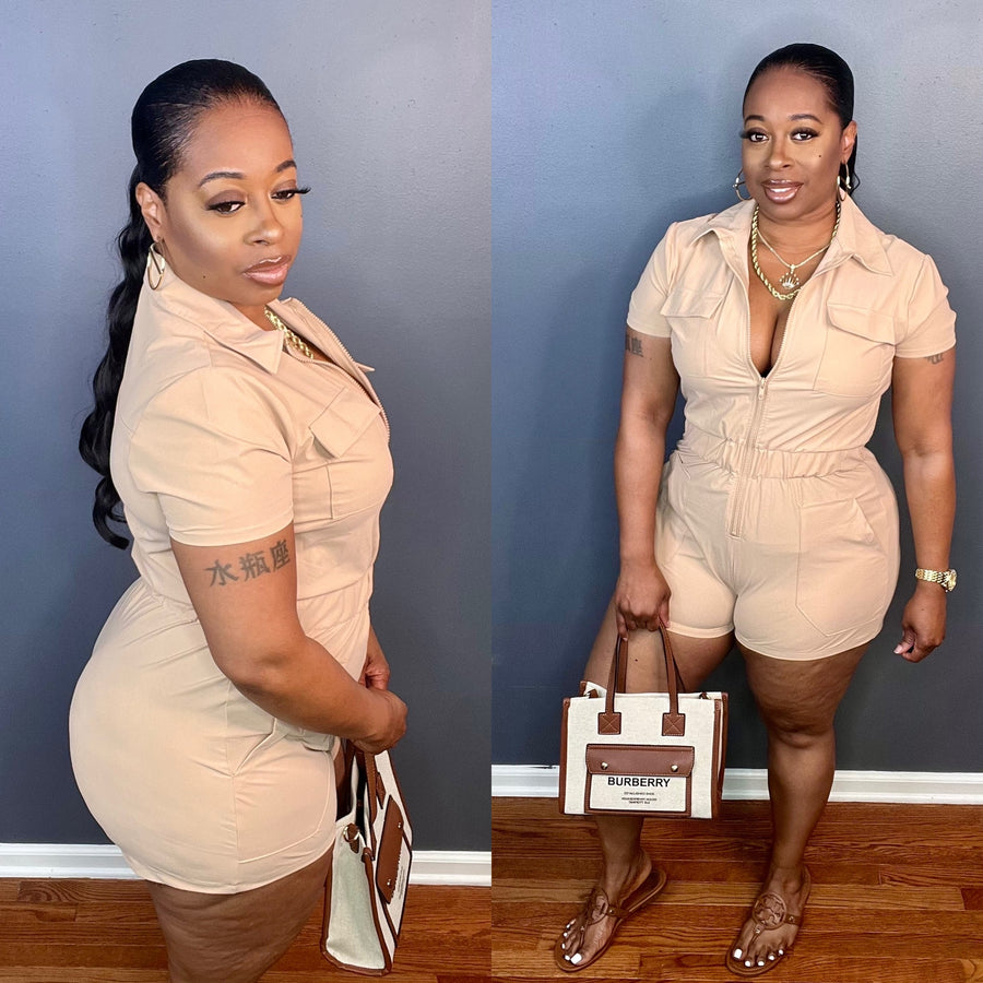 The "CASUAL CHIC" Romper (Khaki)