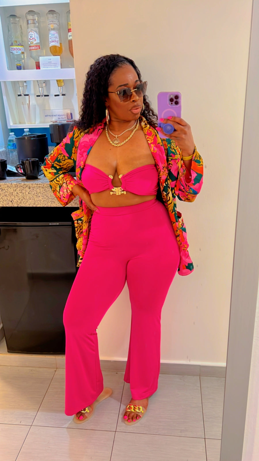 The “MICATO” Kimono Blazer (Pink/Multi)