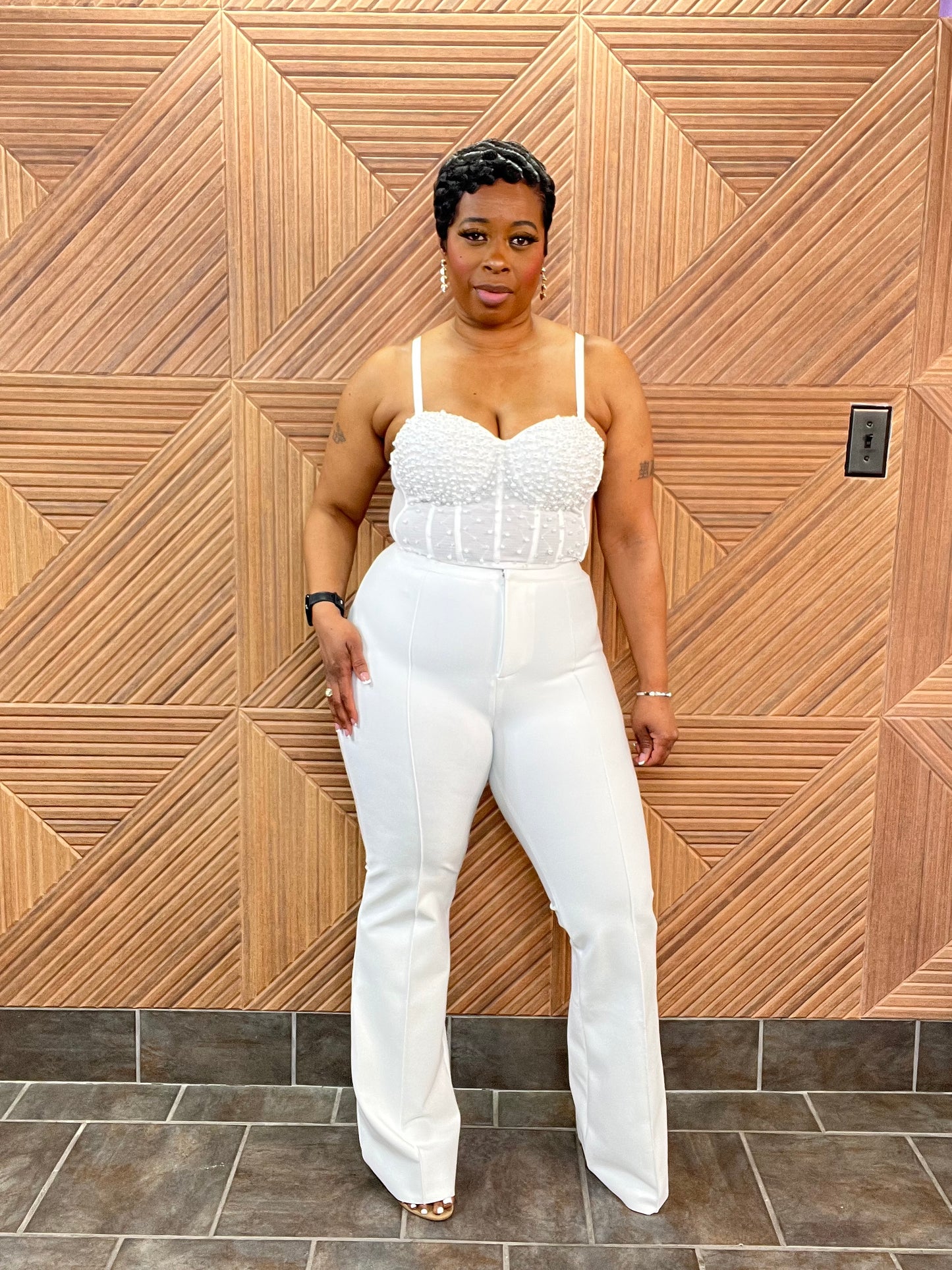 Runway Sculpt Bandage Flares (White)