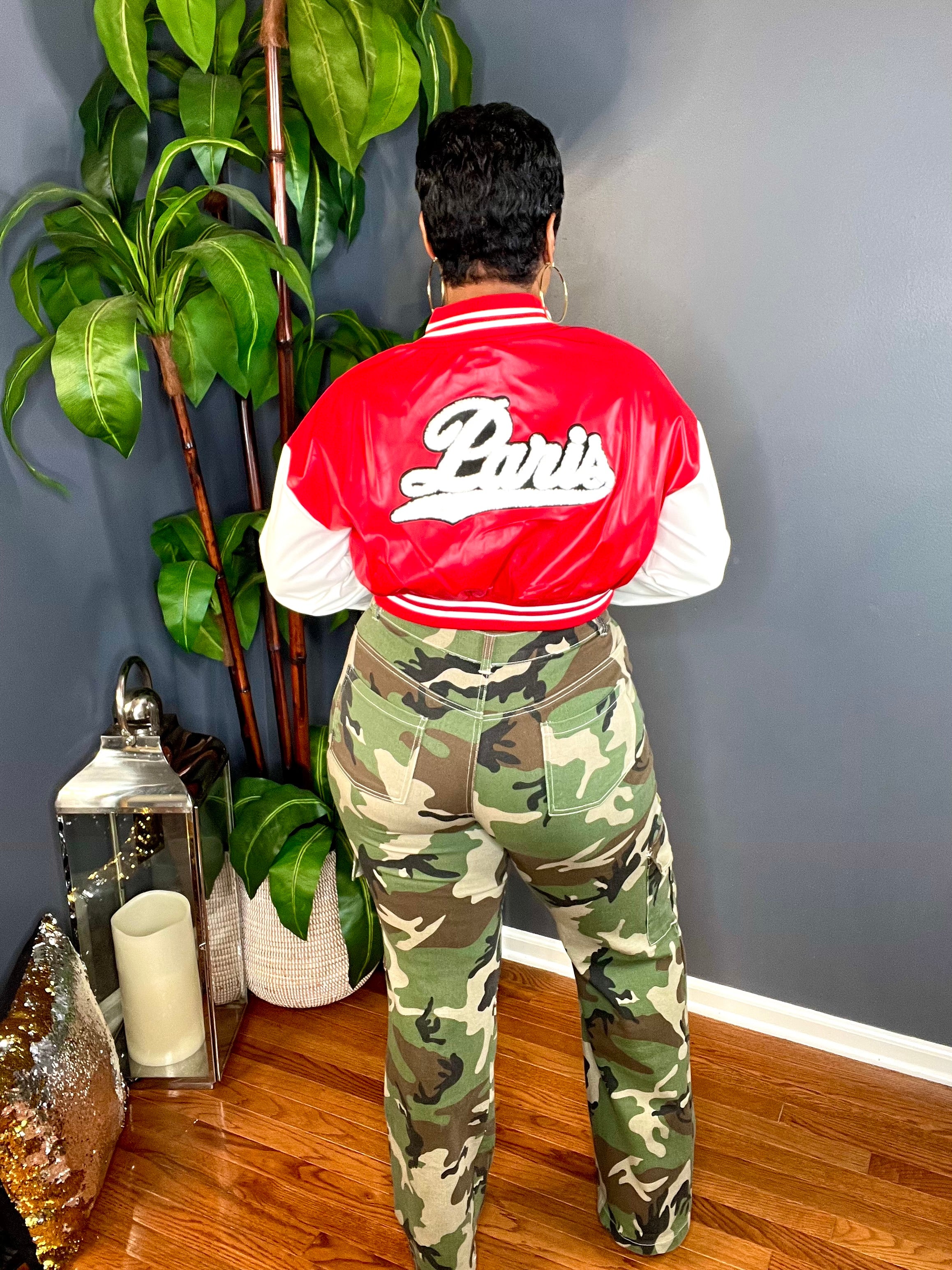 Patch it Up Leather Bomber Jacket (Red)