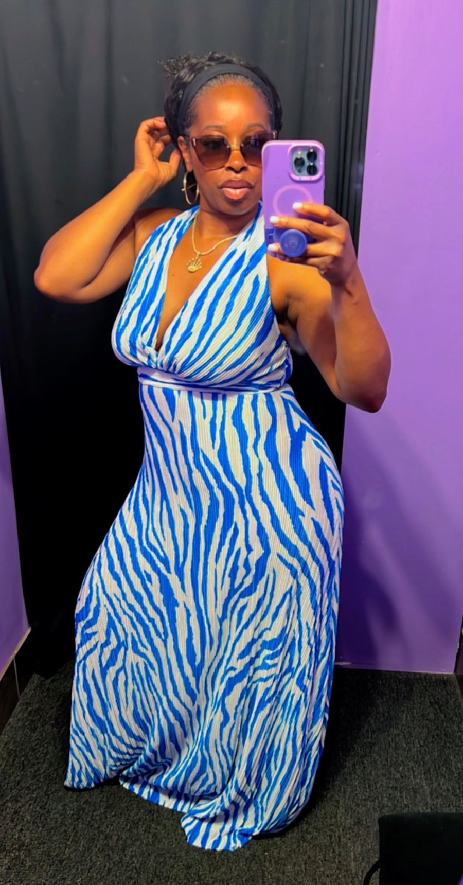 The KENYA Maxi Dress (White/Blue)