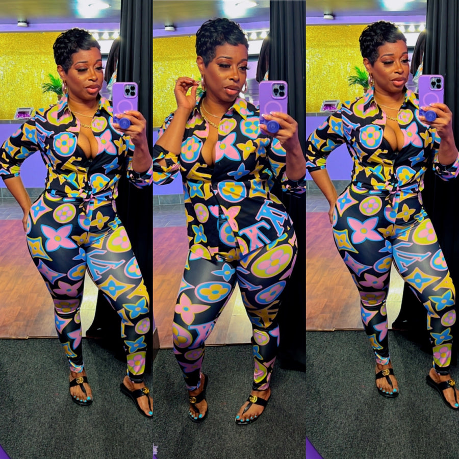The LABEL ME Chiffon Set (Black/Multi)