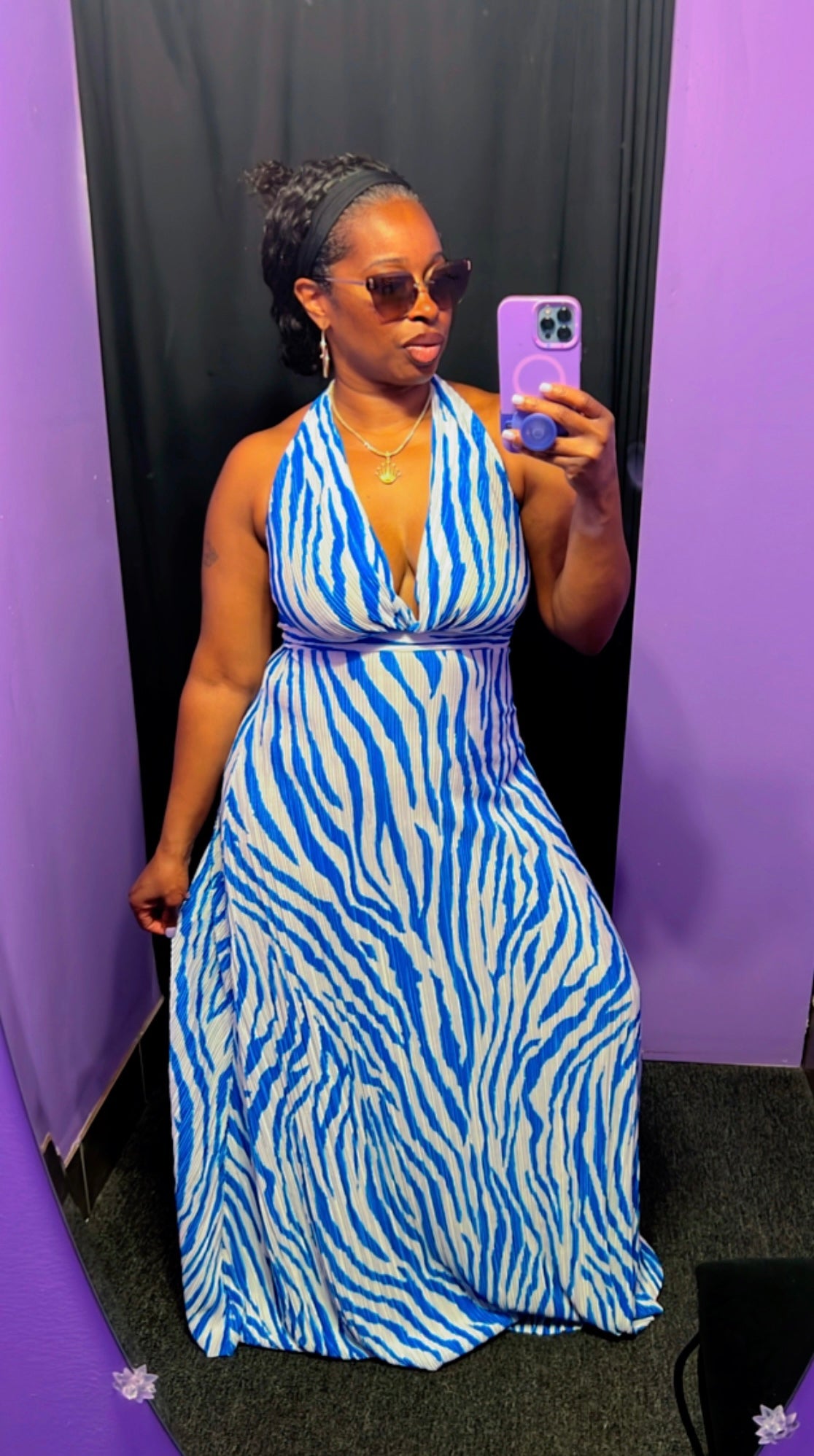 The KENYA Maxi Dress (White/Blue)