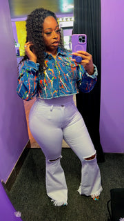 The PAINT THE TOWN Denim Jacket (Med.Blue/Multi)