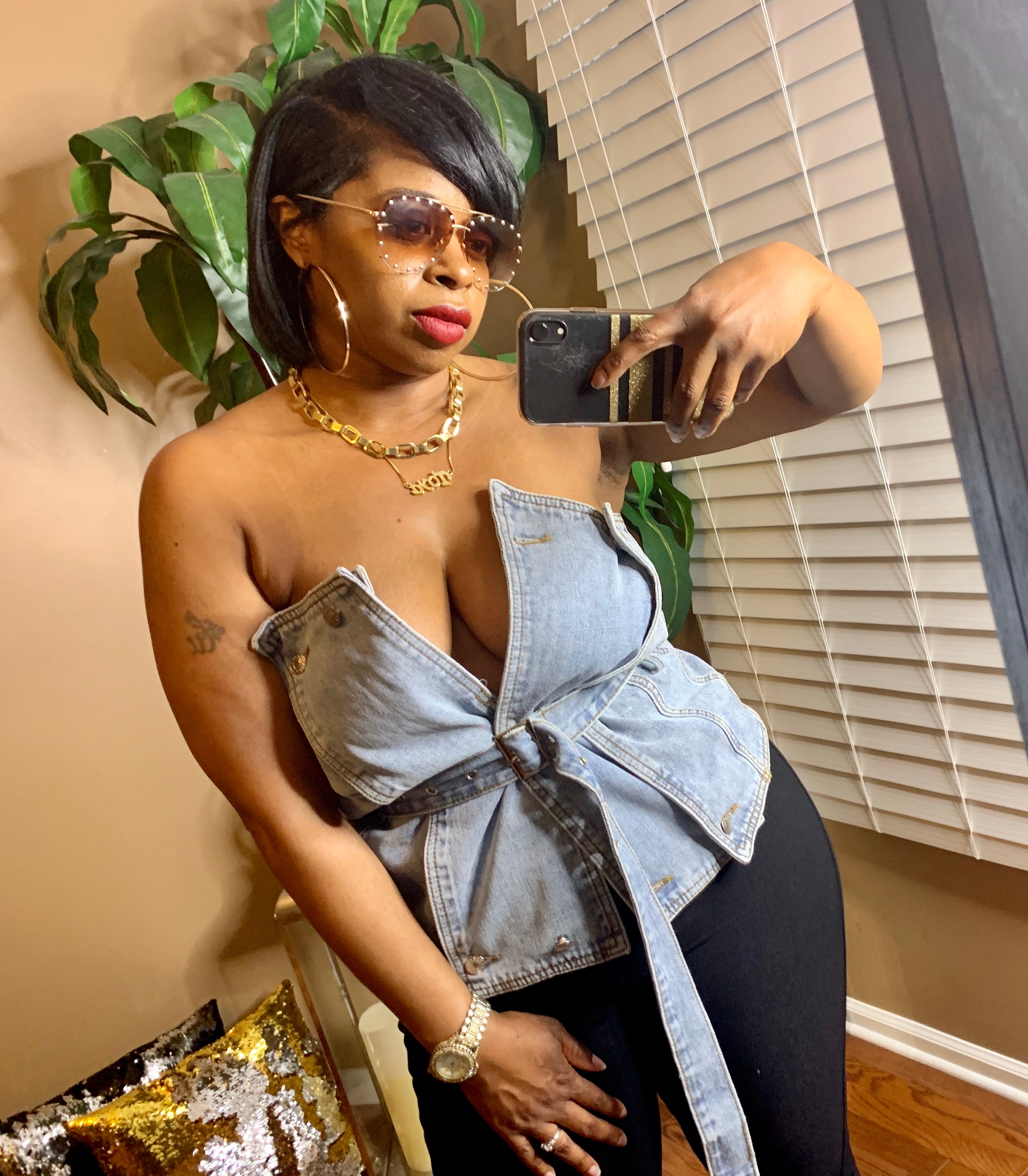 ZARA Layered Denim Top