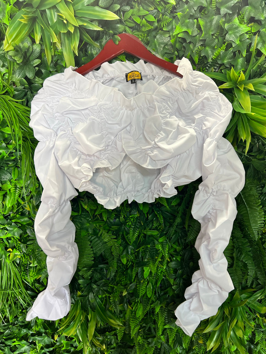The FIONA Ruched Crop Top (White)