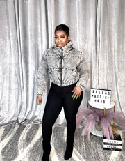 The DENIM Puffer Coat (Mineral Black)