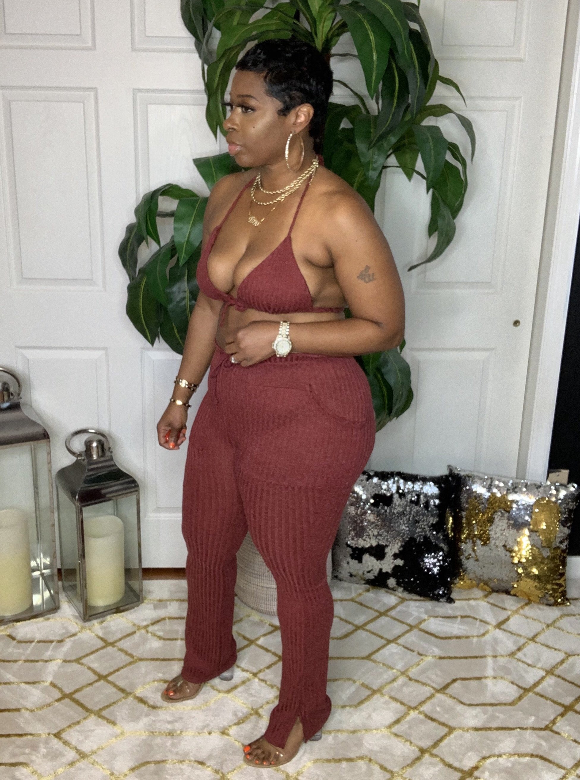 AKBAR Knit 3pc Set (Burgundy)