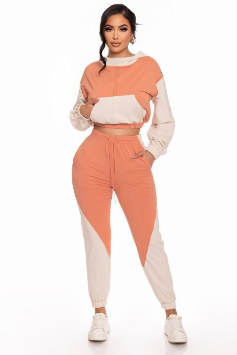 The SANAA Color block Jogger Set (Peach) – Bella's Attic Boutique