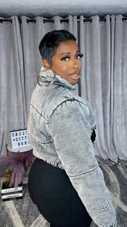 The DENIM Puffer Coat (Mineral Black)