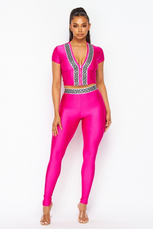 The V-LUXE Leggings Set (Fuchsia)