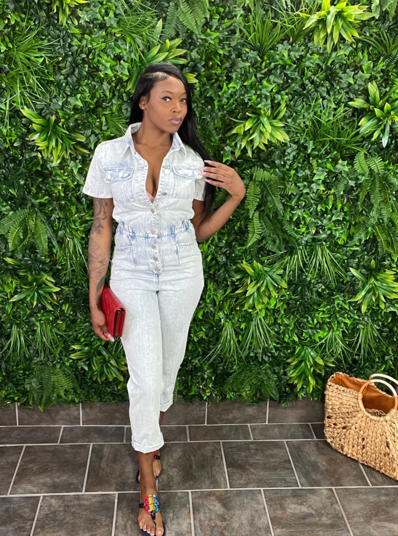 DONICE Denim Utility Jumpsuit (Lt.Denim)