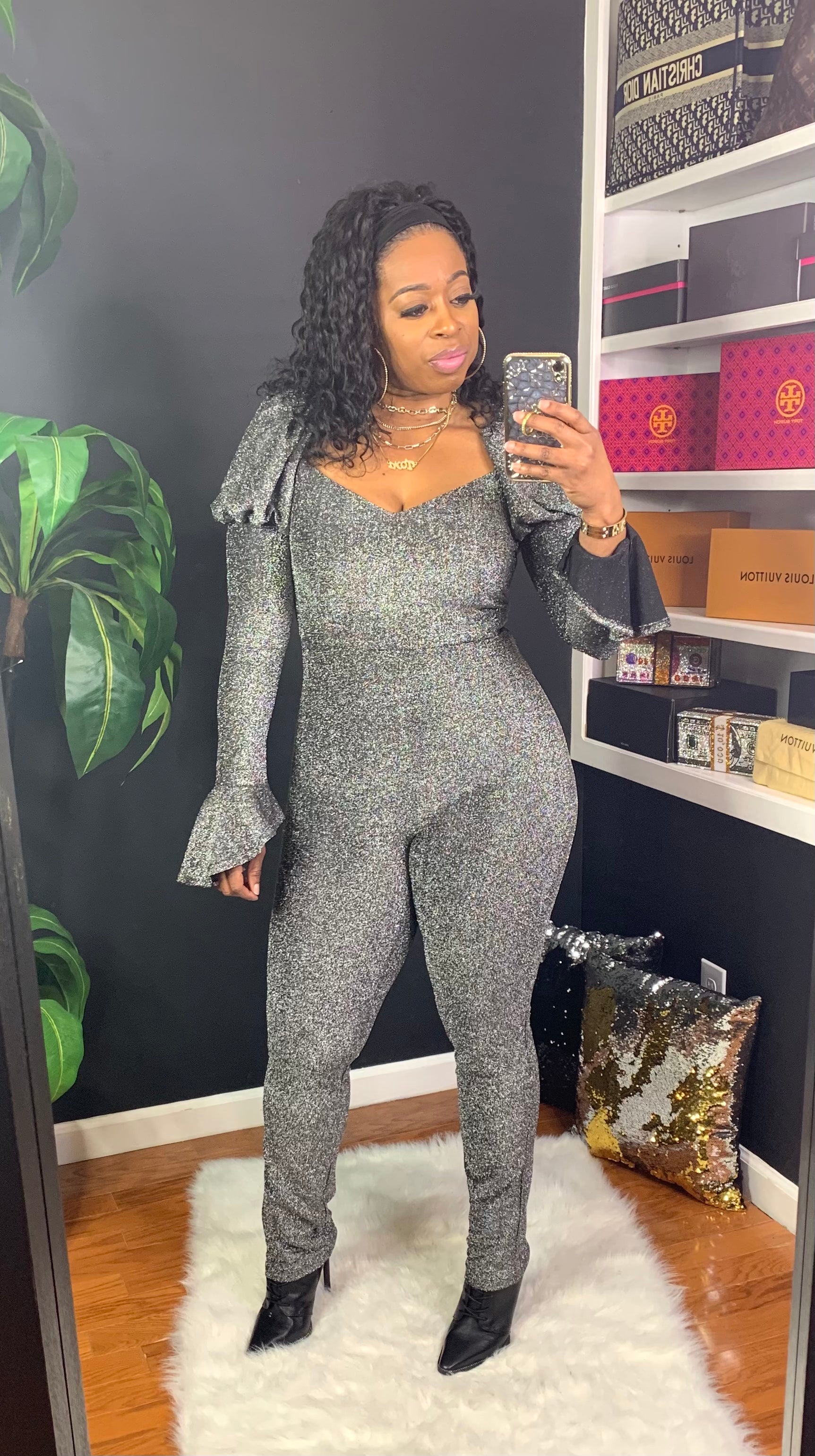 MEDINA Metallic Jumpsuit (Silver)