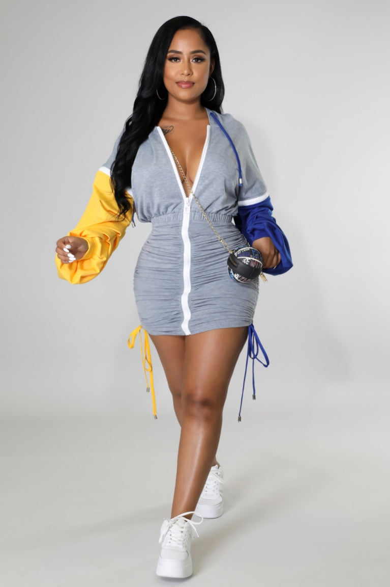 The LUENELL Hoodie Dress (Grey Combo)