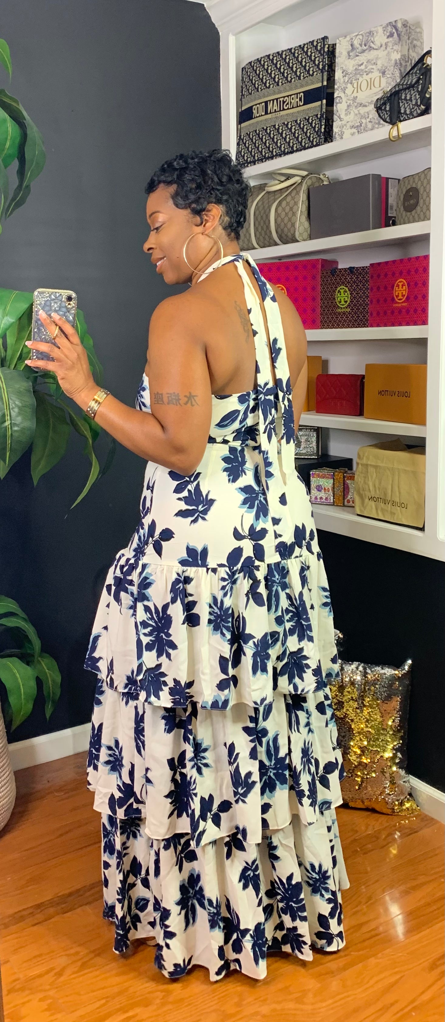 KIMBER Maxi Dress (White/Navy)