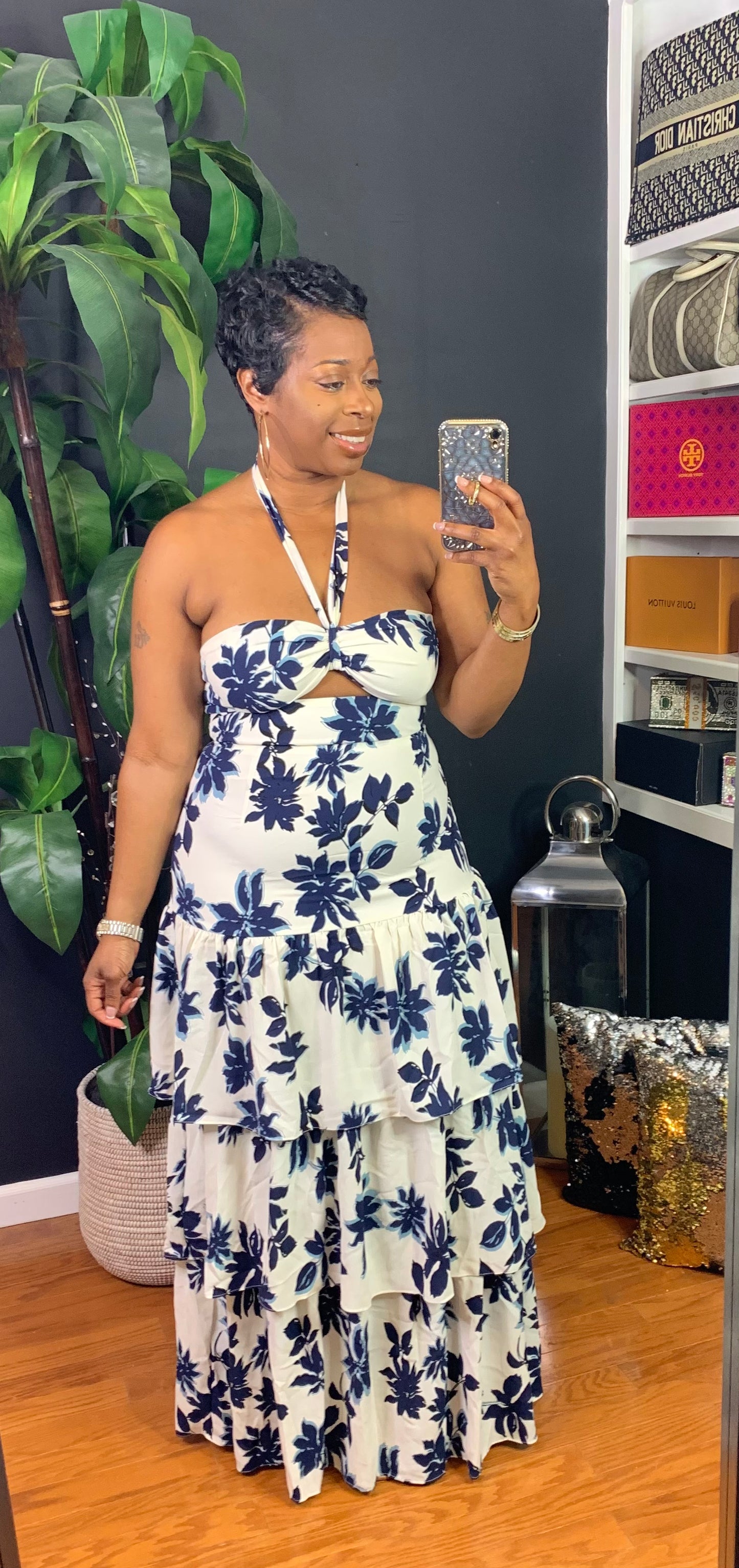 KIMBER Maxi Dress (White/Navy)