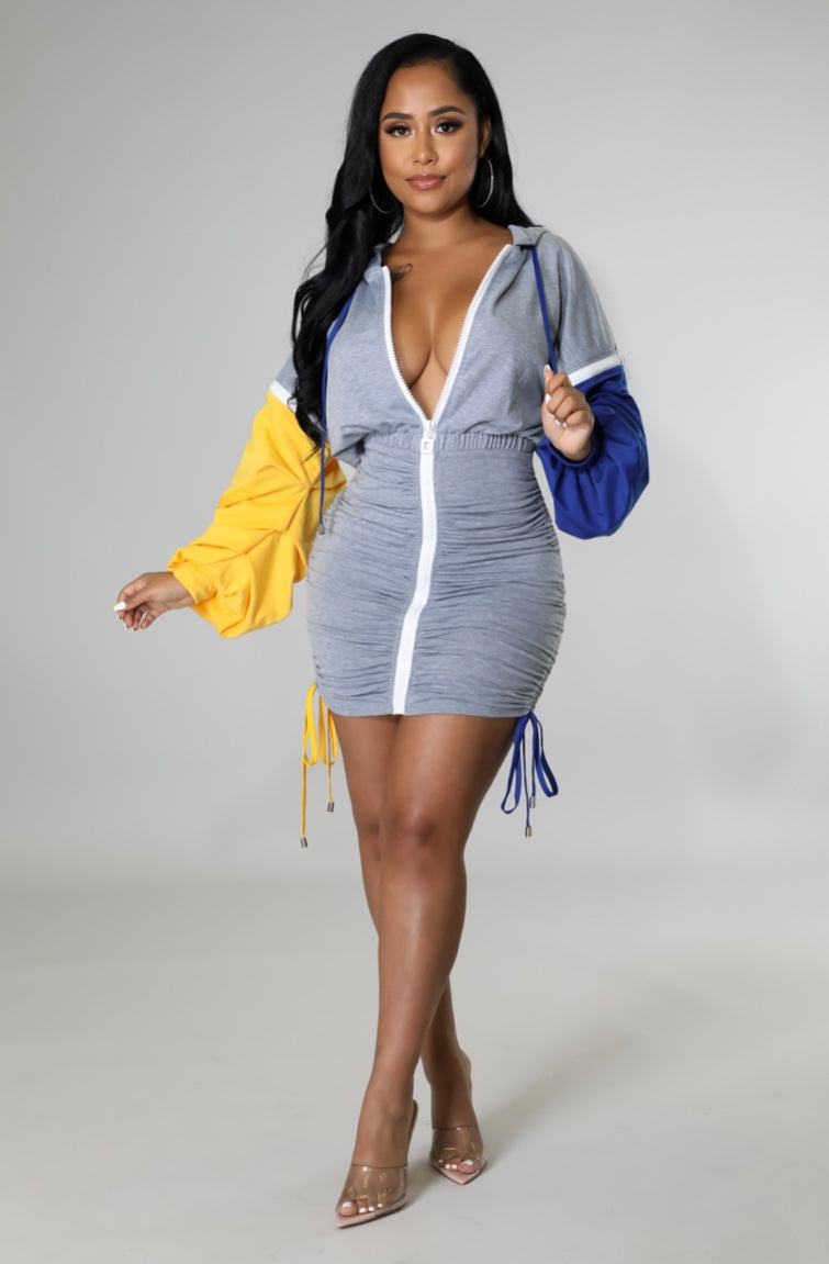 The LUENELL Hoodie Dress (Grey Combo)