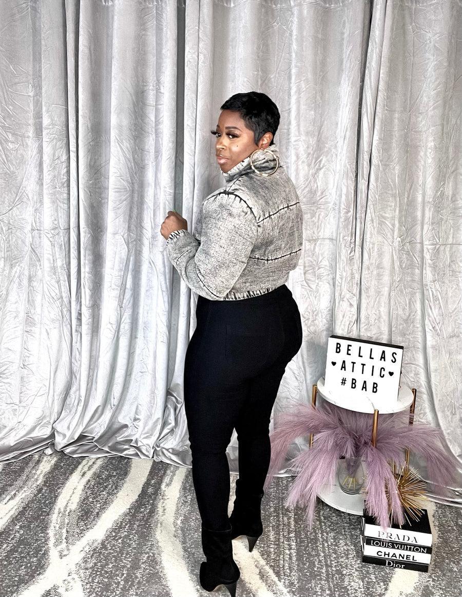 The DENIM Puffer Coat (Mineral Black)