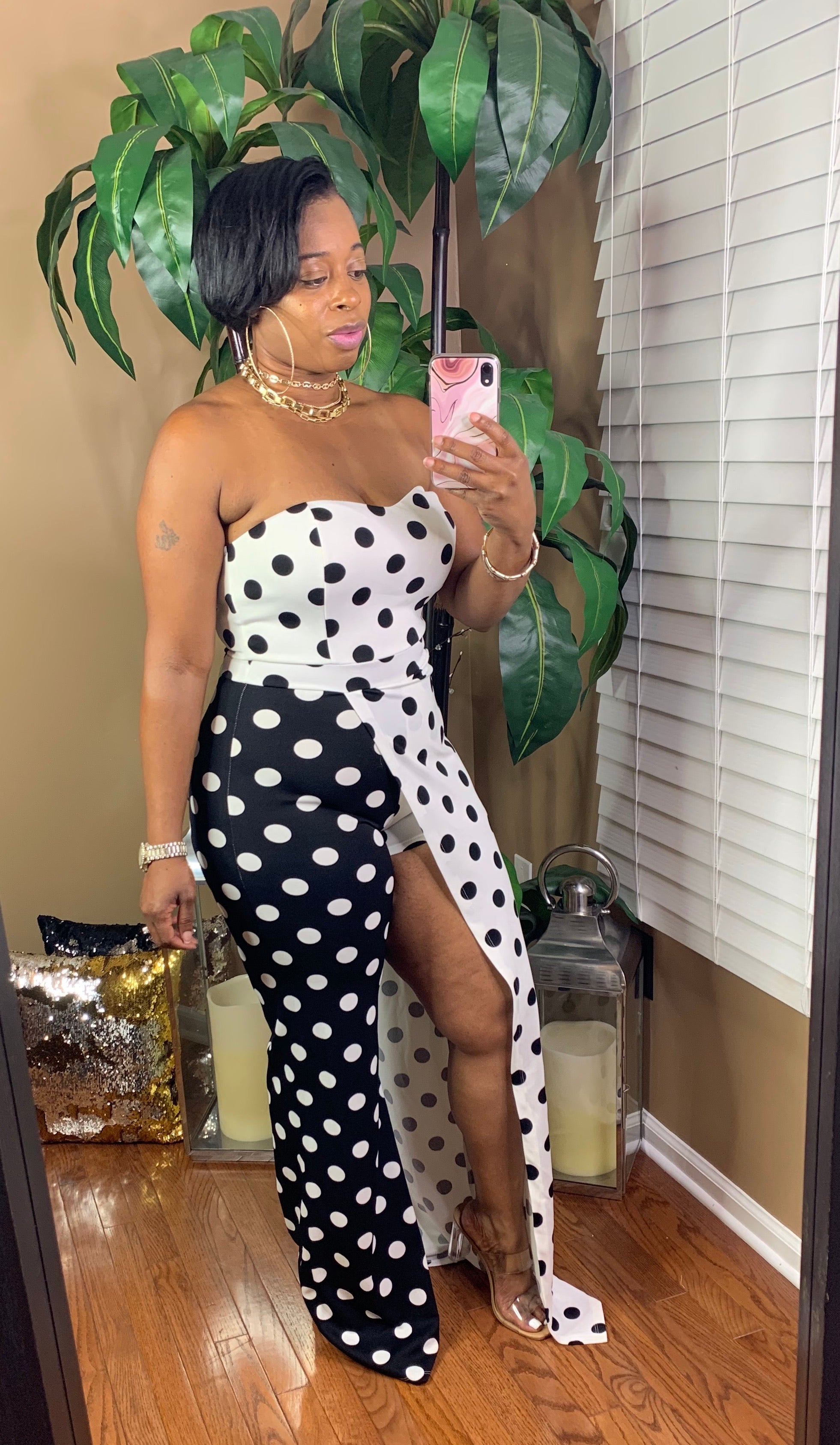 BLANCHE Polka Dot Jumpsuit (Black/White)