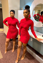 The MY EVERYTHING Shirred Dress (Red)