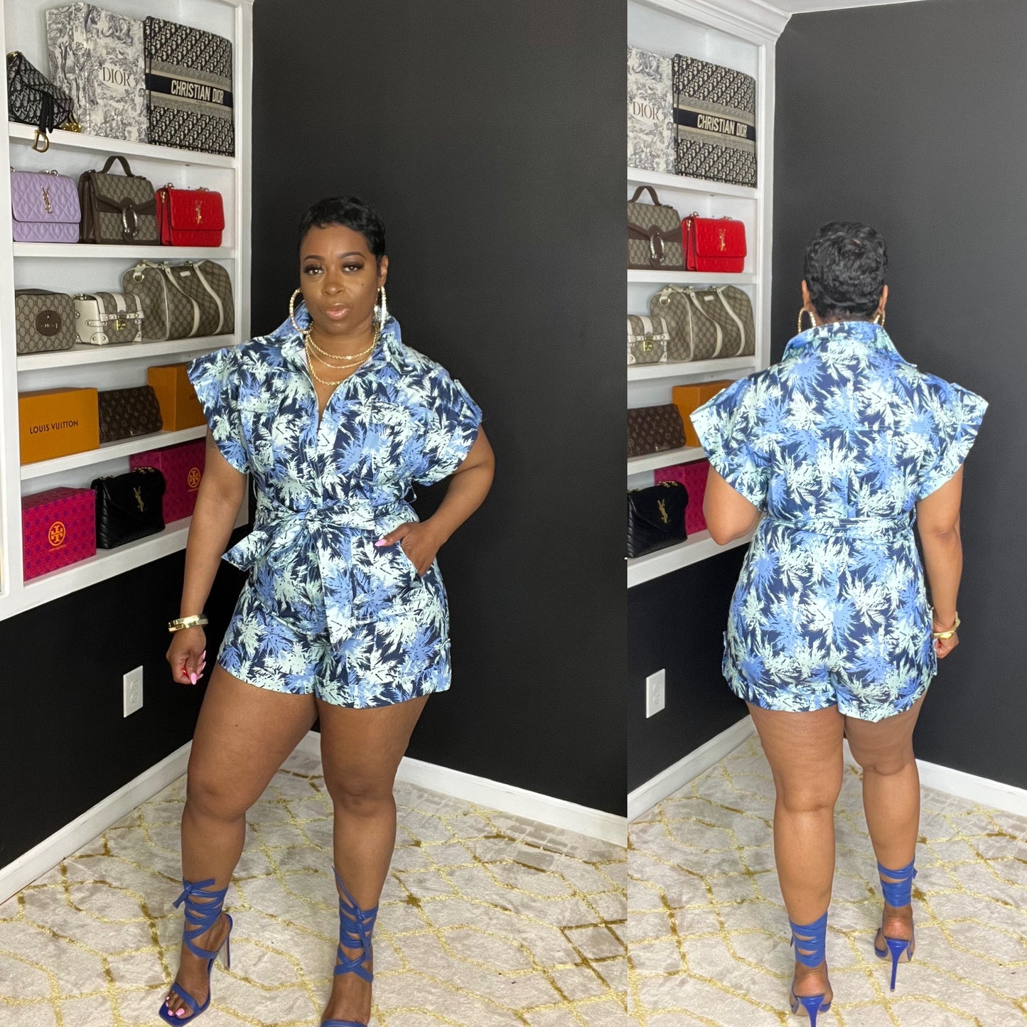 ZHURI Cargo Romper (Blue/Multi)