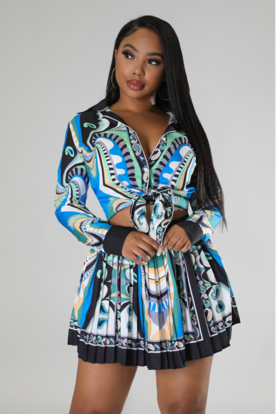 The RENAISSANCE Skirt Set (Blue/Multi)