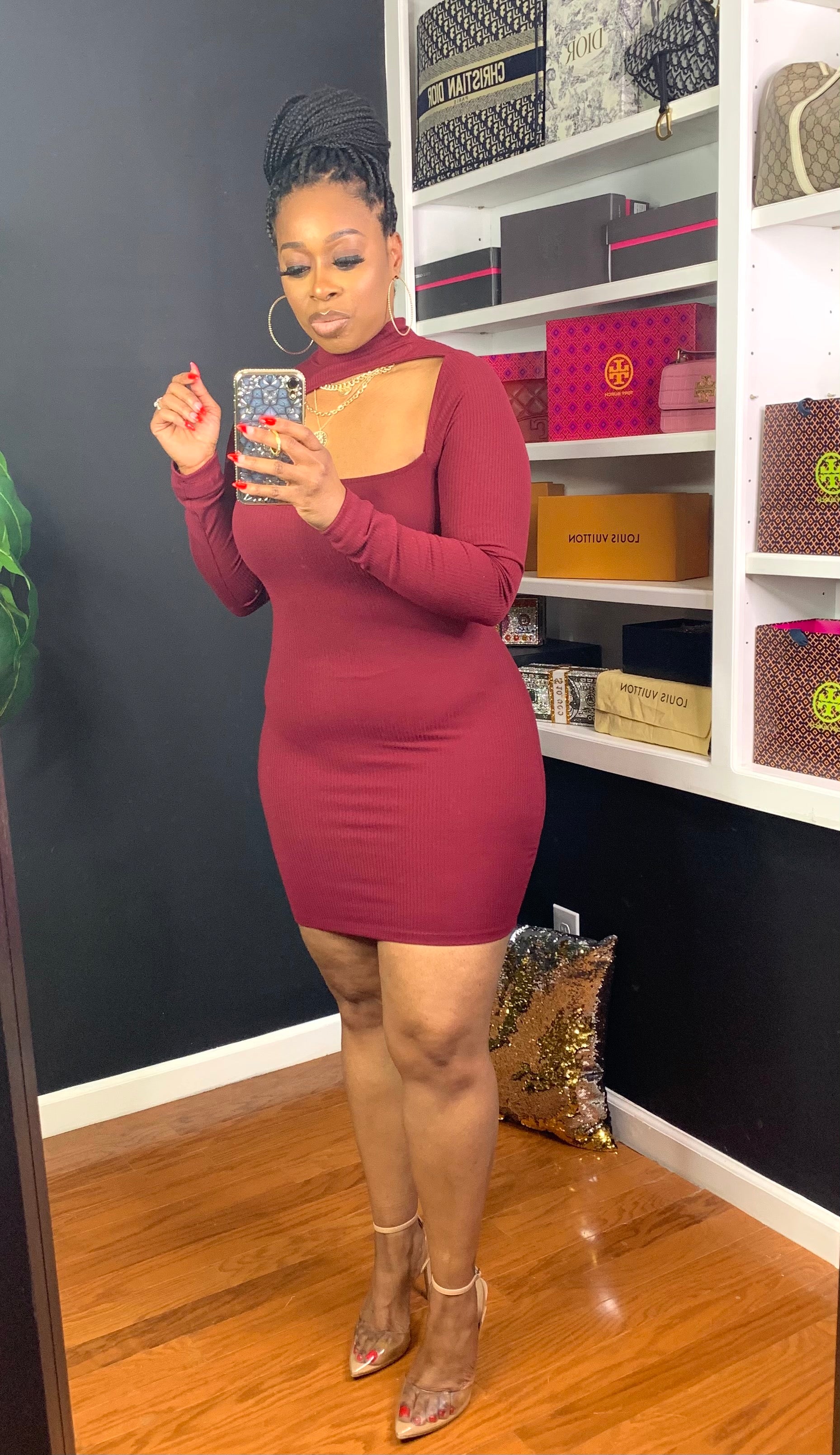 NIA Ribbed Dress (Ruby)