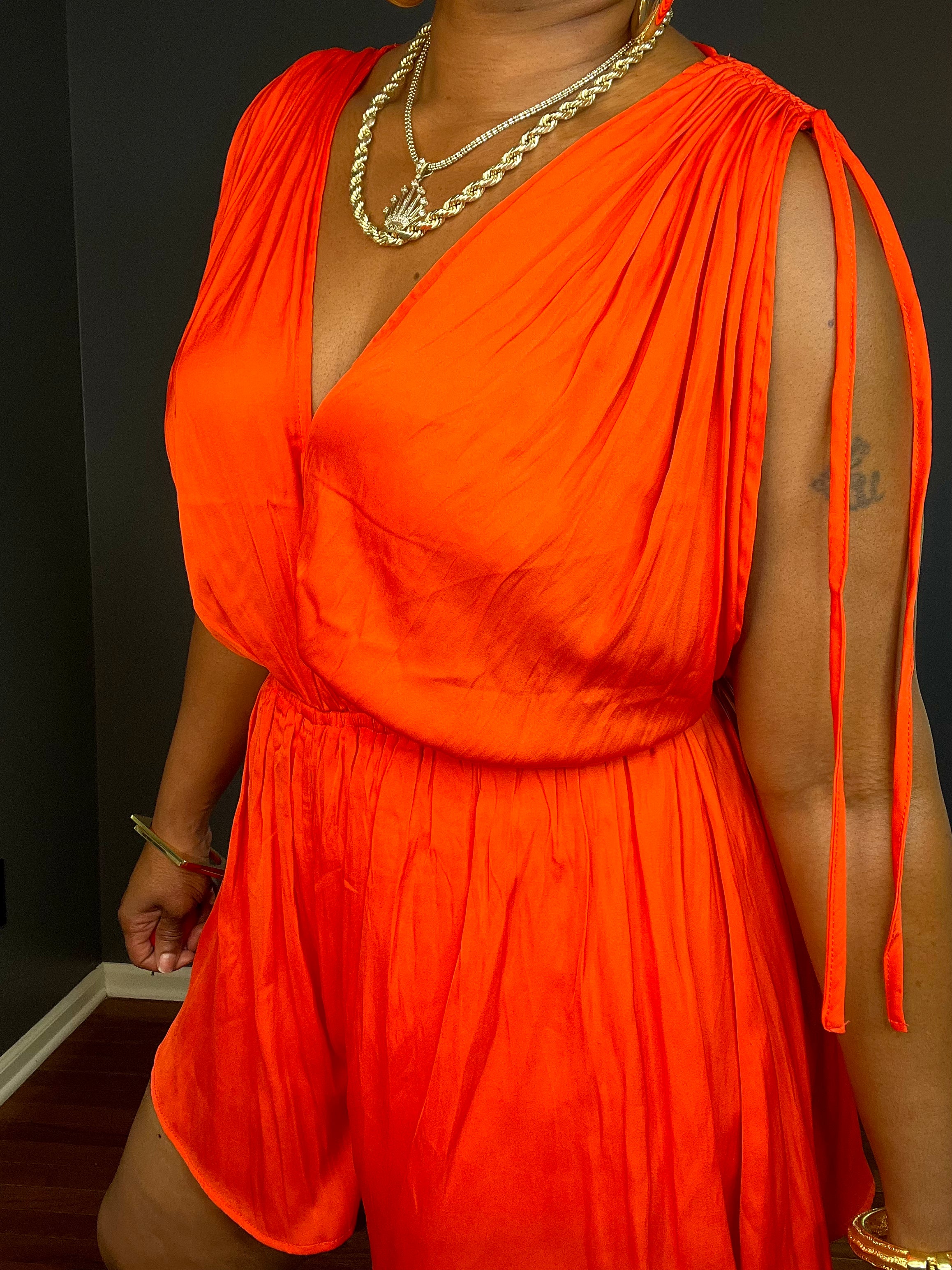 The “YANDY” Surplice Romper (Tomato)