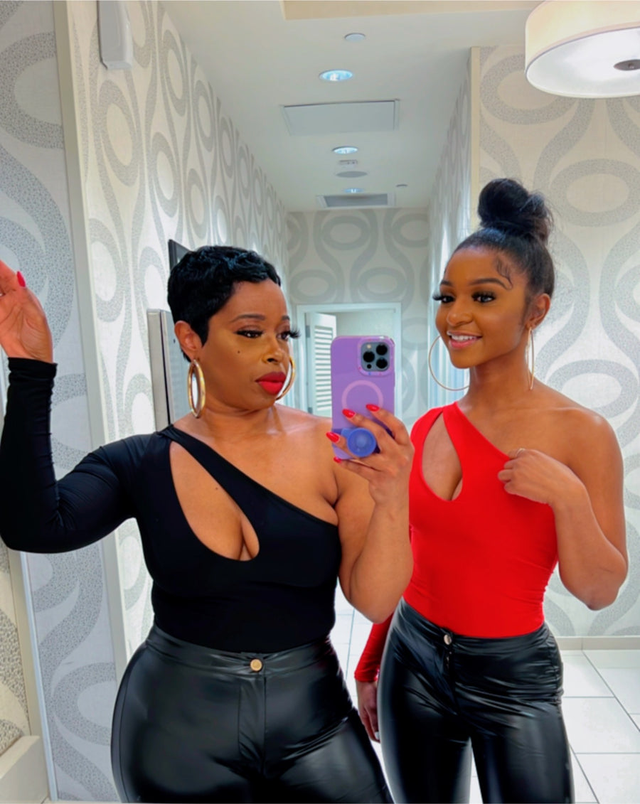 The ADMIRE ME One Shoulder Bodysuit Top (Black or Red)