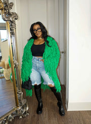The SHAGGY Fringe Cardigan (Green)