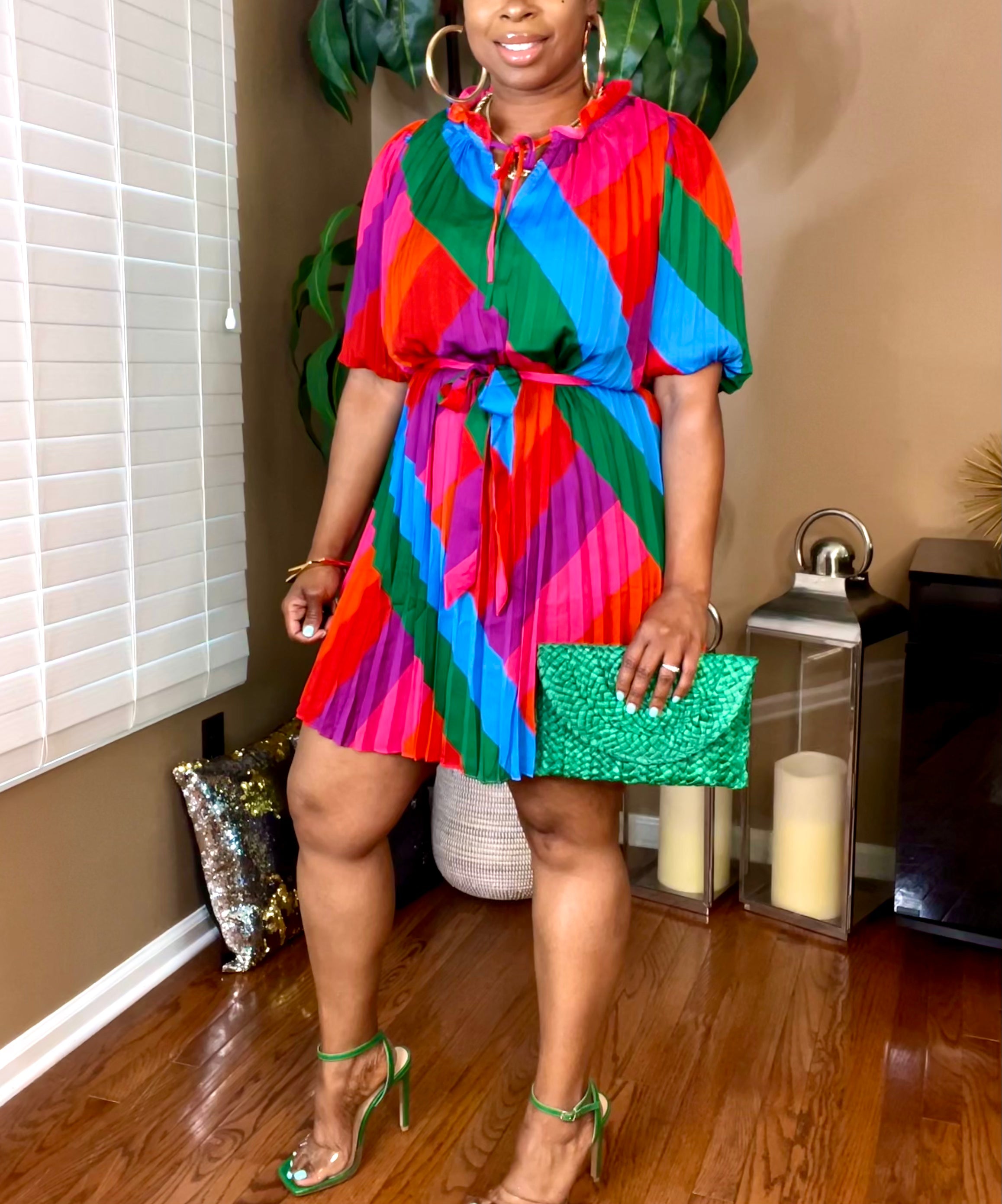 The “JESSA” Pleated Midi Dress (Multi)