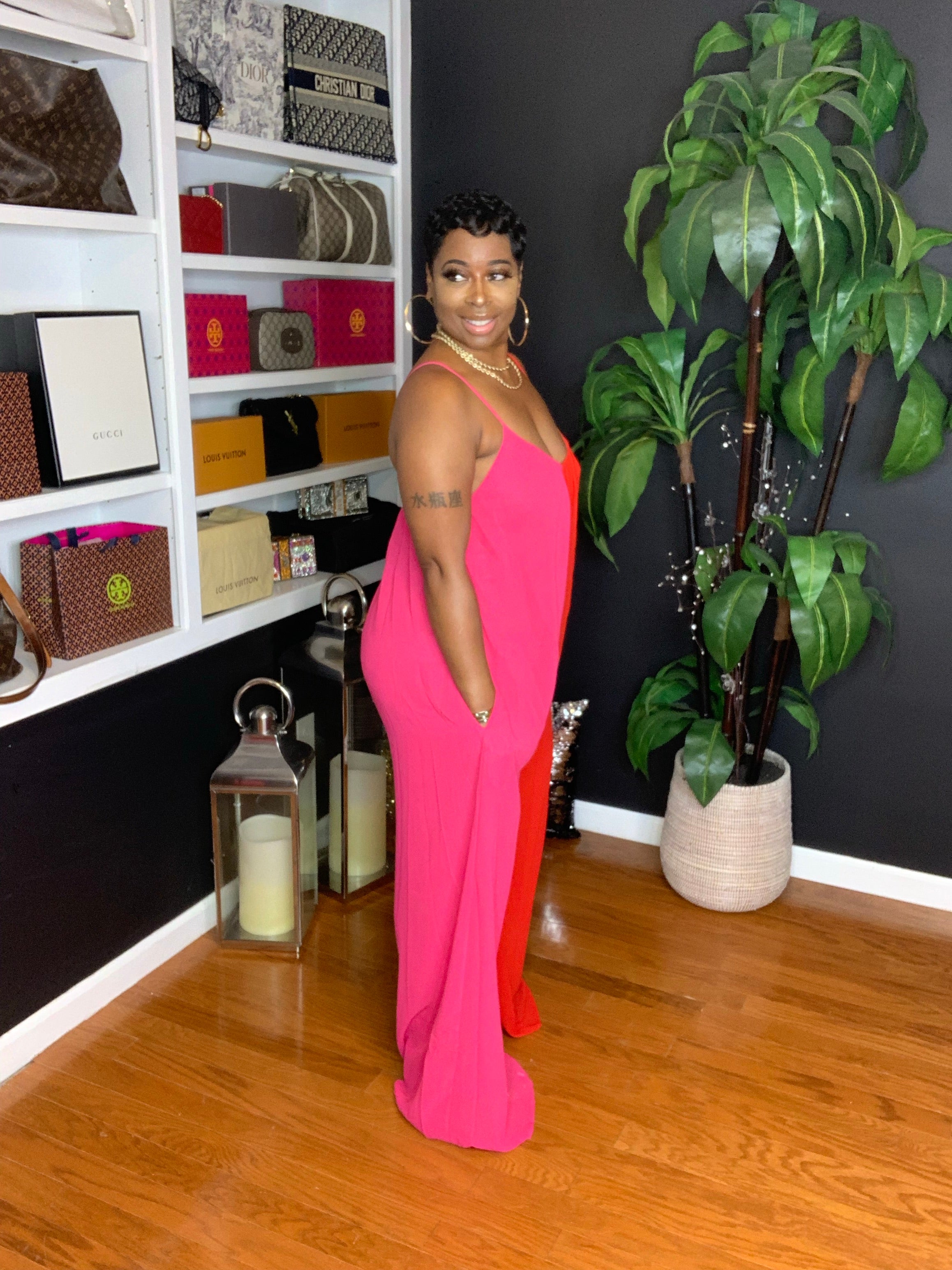 TWO FACED Jumpsuit (Red/Pink)
