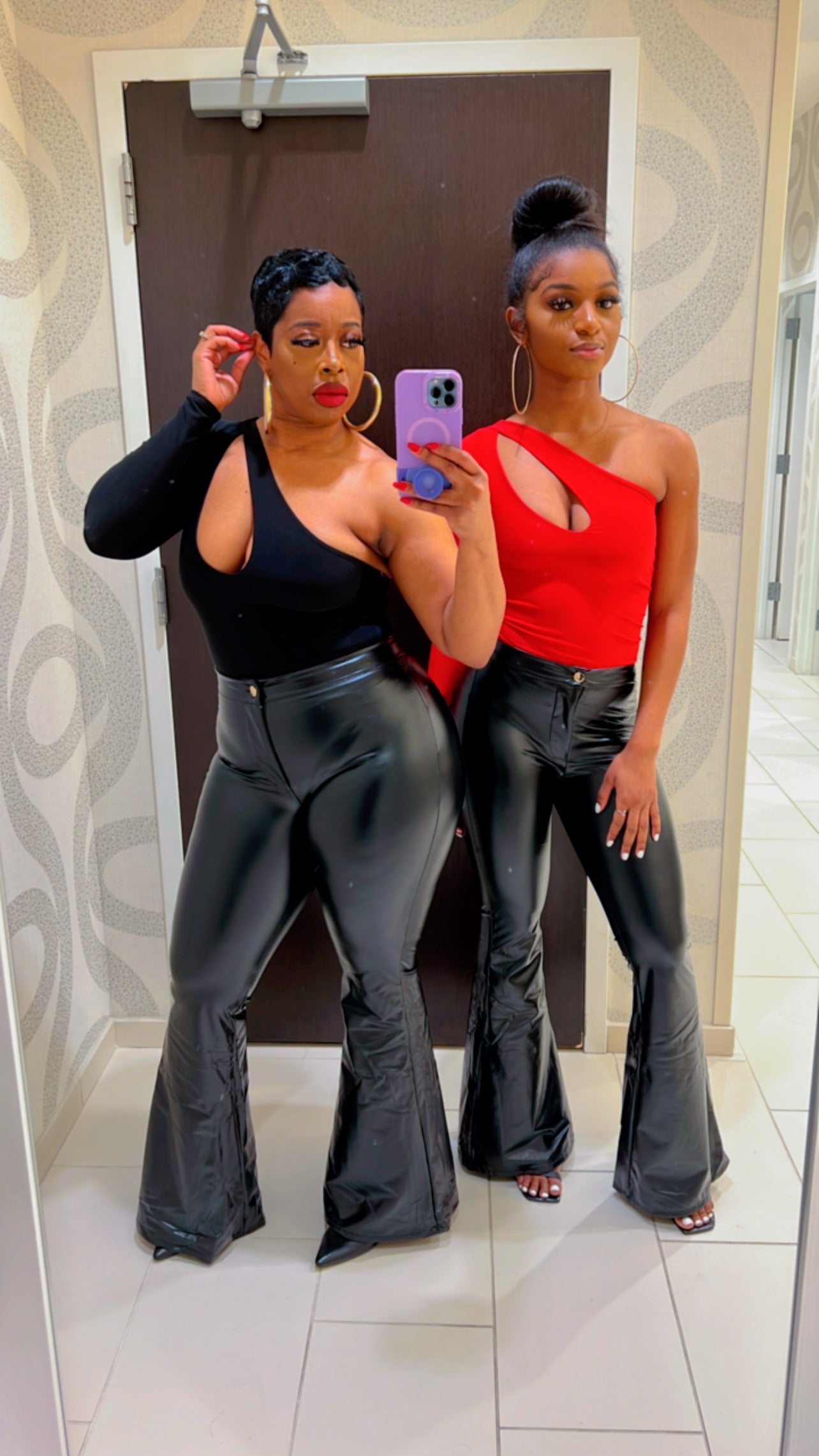 The ALWAYS READY Leather Bell Bottoms Pant (Black)