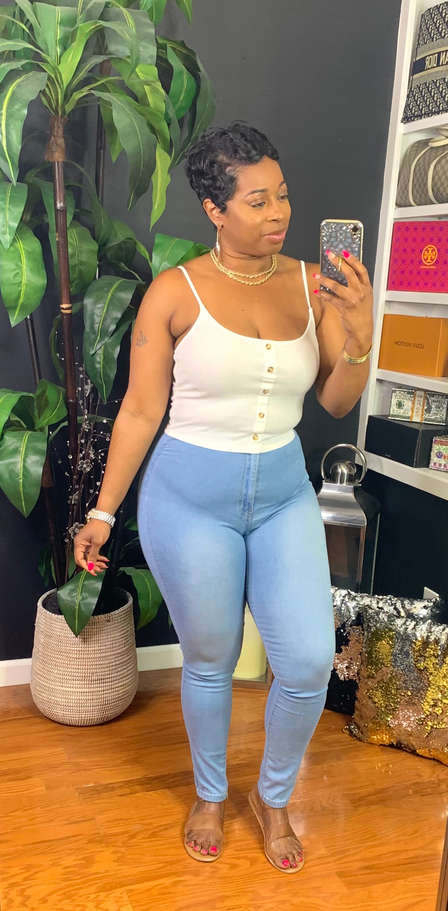 LENA Ribbed Cami Top (Off White)