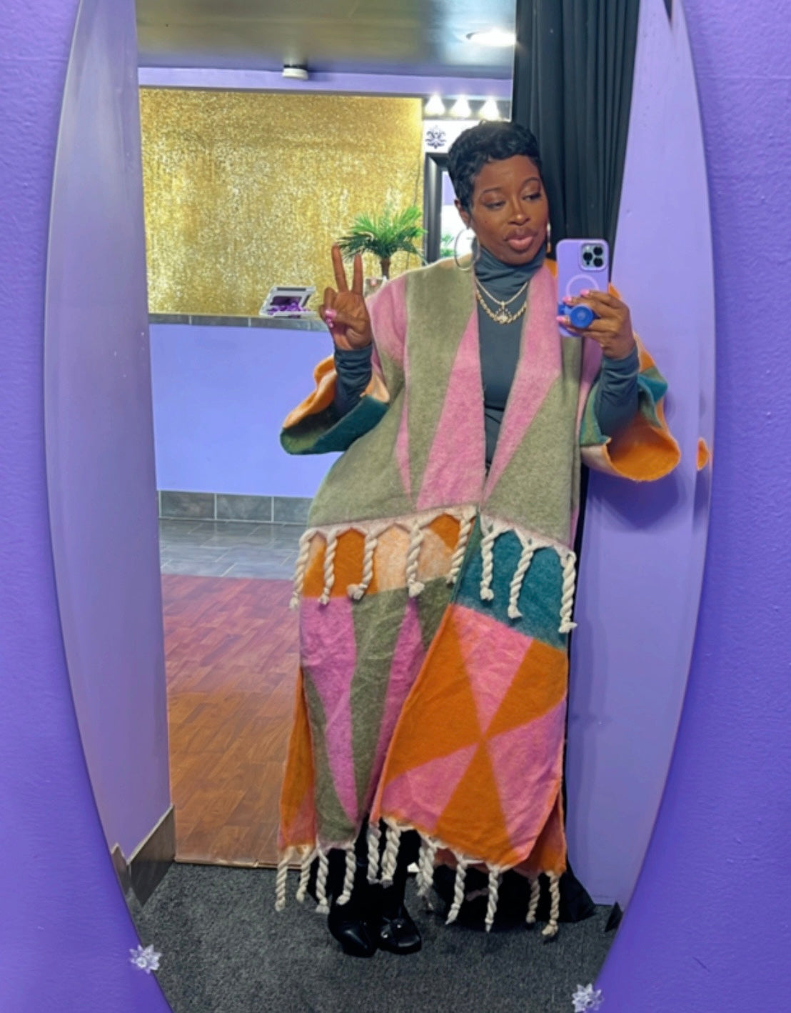 The FUZZY Tassel Kimono (Orange/Multi) | "PRE-ORDER"