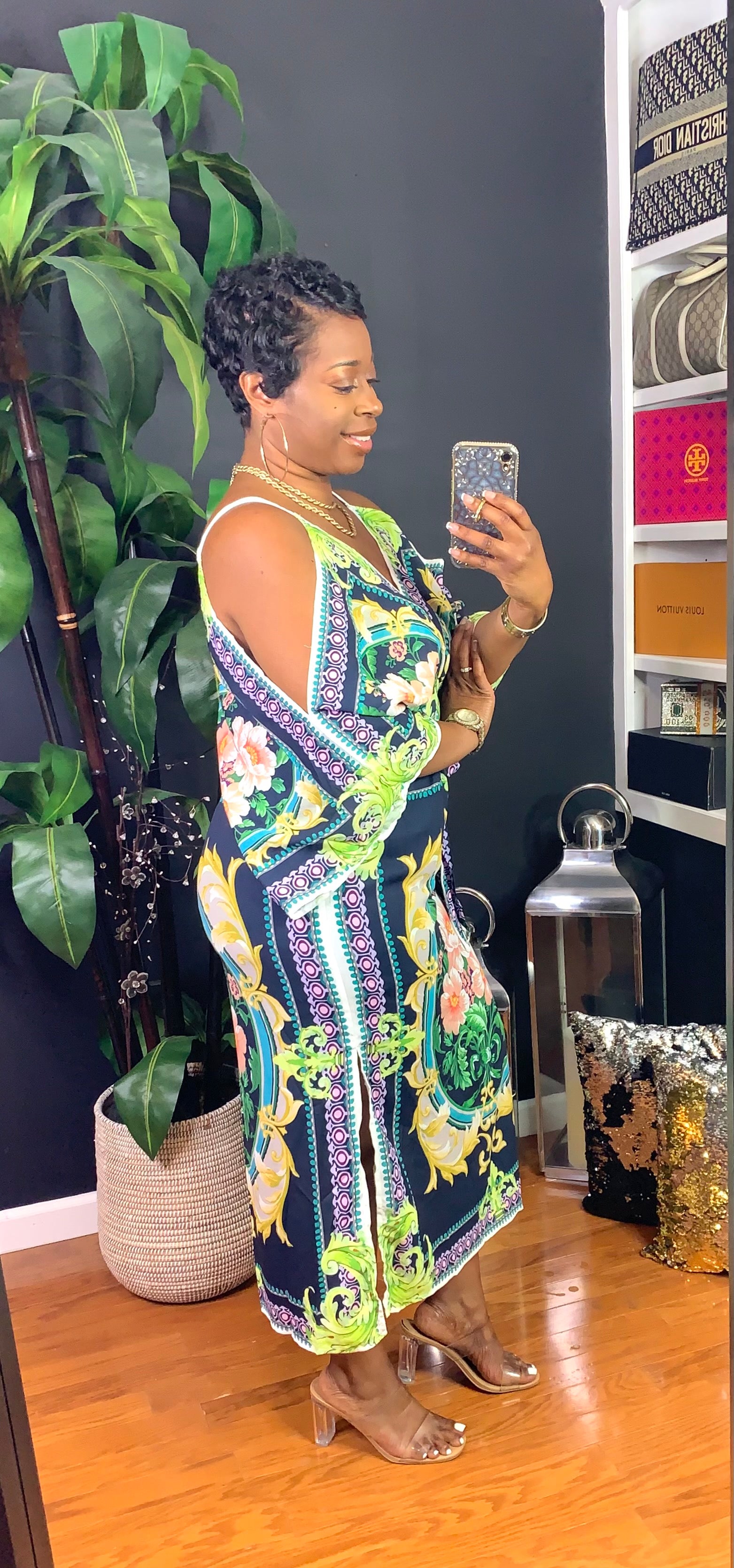 EXOTIC VACATIONS Kimono Dress (Navy/Multi)